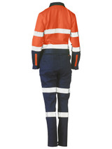 Bisley Workwear Orange/Navy Women's Taped Hi Vis Cotton Drill Coverall