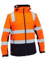 Bisley Workwear Orange/Navy Taped Two Tone Hi Vis 3 in 1 Soft Shell Jacket