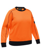 Bisley Workwear Orange Women's Work Fleece Crew Neck Jumper