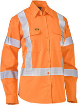 Bisley Workwear Rail Orange Women's X Taped Biomotion Hi Vis Cool Lightweight Drill Shirt