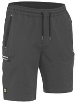 Bisley Workwear Charcoal Flx & Move 4-Way Stretch Elastic Waist Cargo Short