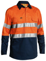 Bisley Workwear Yellow/Navy Taped Hi Vis Closed Front Cool Lightweight Shirt