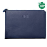 A navy laptop case featuring a textured surface and a branded logo, designed for 14/15-inch laptops.