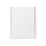 A white custom box with a locking lid, measuring 125 x 170 x 65mm, featuring a logo.