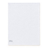 A large white cotton tea towel with a logo on one corner. The fabric appears soft and absorbent.