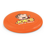 An orange frisbee featuring a cartoon character and the text "JOE'S BAR & GRILL."