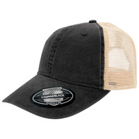 Vintage Unstructured mesh back cap in Black - Custom branded by supply crew
