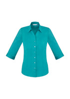 Biz Collection S770LT Ladies Monaco 3/4 Sleeve Shirt | Available Colours: Teal, White, Ink, Black, Cherry, Cyan, Platinum, Electric Blue