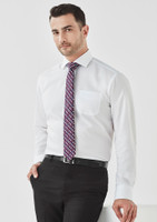 Biz Corporates 41810 MEN'S Herne Bay Long Sleeve Shirt | Available Colours: White/Purple Reign, White/Turkish Blue