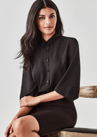 Biz Corporates RB965LT Womens Lucy 3/4 Sleeve Blouse | Available Colours: Raspberry, Black, Navy