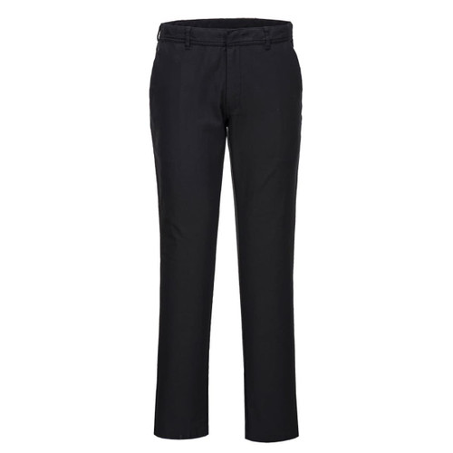 Black stretch slim fit chinos with a classic design and a logo on the waistband. Suitable for smart-casual wear.