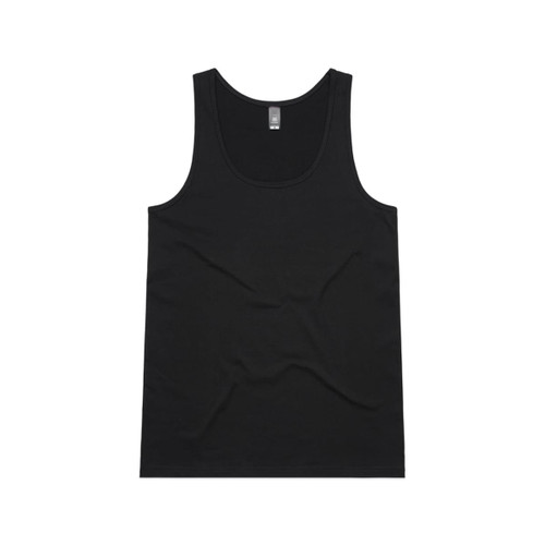 A black singlet with a round neckline and a logo at the back. The fabric appears smooth and lightweight. A black singlet with a round neckline and a logo at the back. The fabric appears smooth and lightweight.