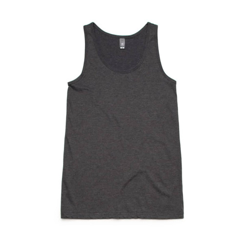 A grey singlet with a round neckline and a simple design, featuring a logo on the label. A grey singlet with a round neckline and a simple design, featuring a logo on the label.