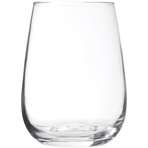 A clear, stemless wine glass with a rounded design, holding 450ml. Features a simple, elegant style. A clear, stemless wine glass with a rounded design, holding 450ml. Features a simple, elegant style.