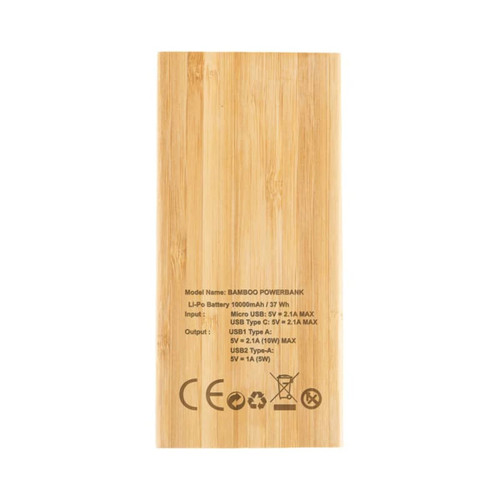 Mills Bamboo Power Bank - 10000 mAh