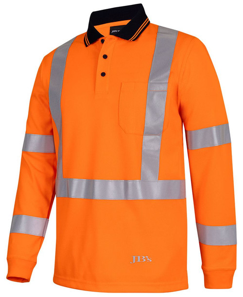 JB's Hv L/S Nsw/Qld Rail Xback Polo Orange Available in 1 Colour