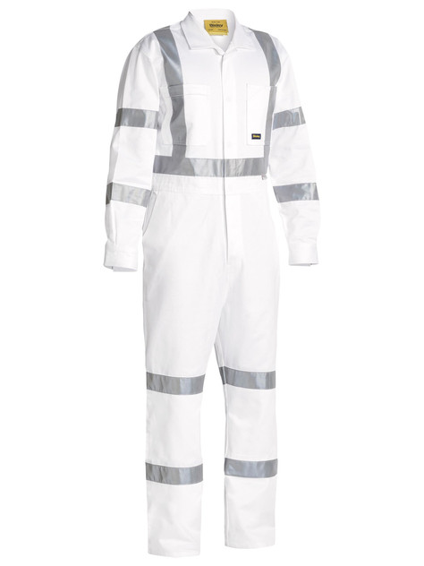 Bisley Workwear White Taped Night Cotton Drill Coverall