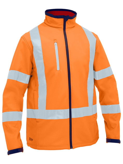 Bisley Workwear Rail Orange X Taped Hi Vis Soft Shell Jacket
