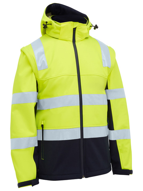 Bisley Workwear Yellow/Navy Taped Two Tone Hi Vis 3 in 1 Soft Shell Jacket