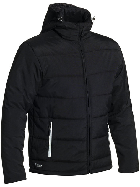 Bisley Workwear Black Puffer Jacket with Adjustable Hood