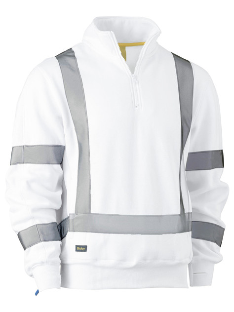 Bisley Workwear White X Taped 1/4 Zip Fleece Pullover