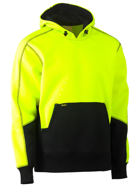 Bisley Workwear Yellow/Navy Hi Vis Fleece Hoodie Pullover