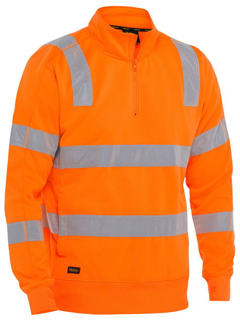 Bisley Workwear Rail Orange Taped hi Vis 1/4 Zip Pullover
