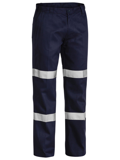 Bisley Workwear Navy Taped Biomotion Cotton Drill Work Pants