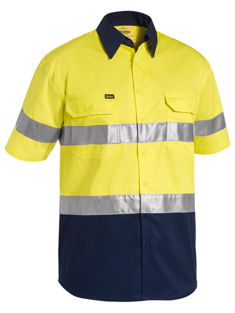 Bisley Workwear Yellow/Navy Taped Hi Vis Cool Lightweight Shirt