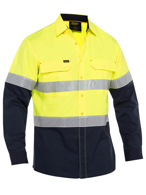 Bisley Workwear Yellow/Navy X Airflow Hi Vis Taped Stretch Ripstop Shirt