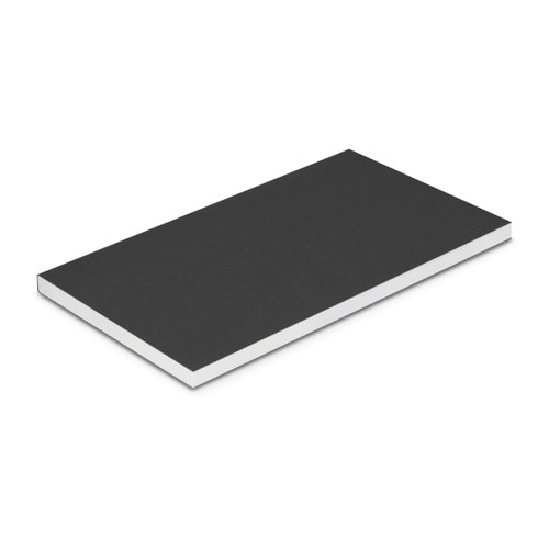 A small Reflex Notebook with a black cover and white edges, featuring a branding logo on the front.