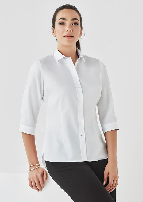 Biz Corporates 41821 Womens Herne Bay 3/4 Sleeve Shirt | Available Colours: White/Turkish Blue, White/Purple Reign