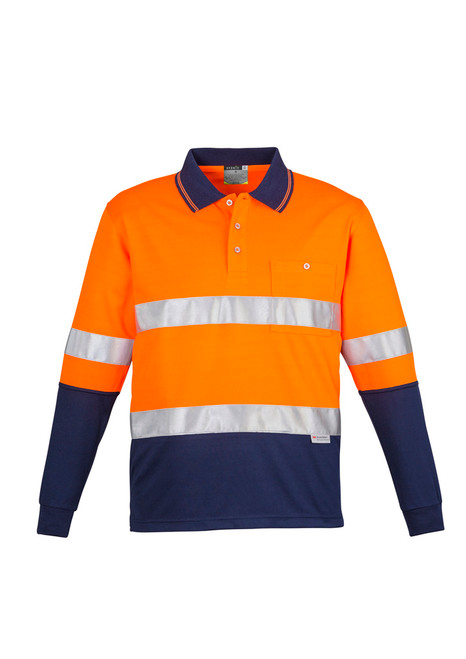 Syzmik ZH235 Mens Hi Vis Spliced Polo Long Sleeve Hoop Taped | Available Colours: Yellow/Navy, Orange/Navy