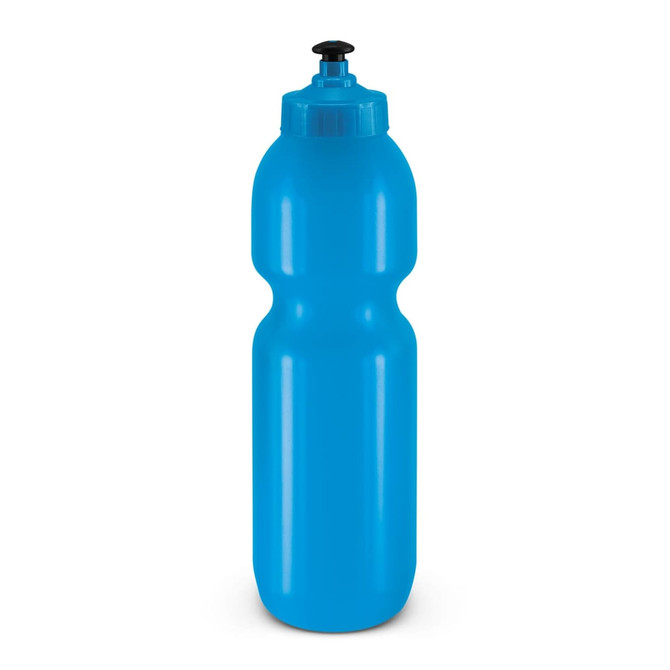 A drink bottle in vibrant blue color, featuring a wide body and a screw-on cap with a spout for easy sipping. A drink bottle in vibrant blue color, featuring a wide body and a screw-on cap with a spout for easy sipping.