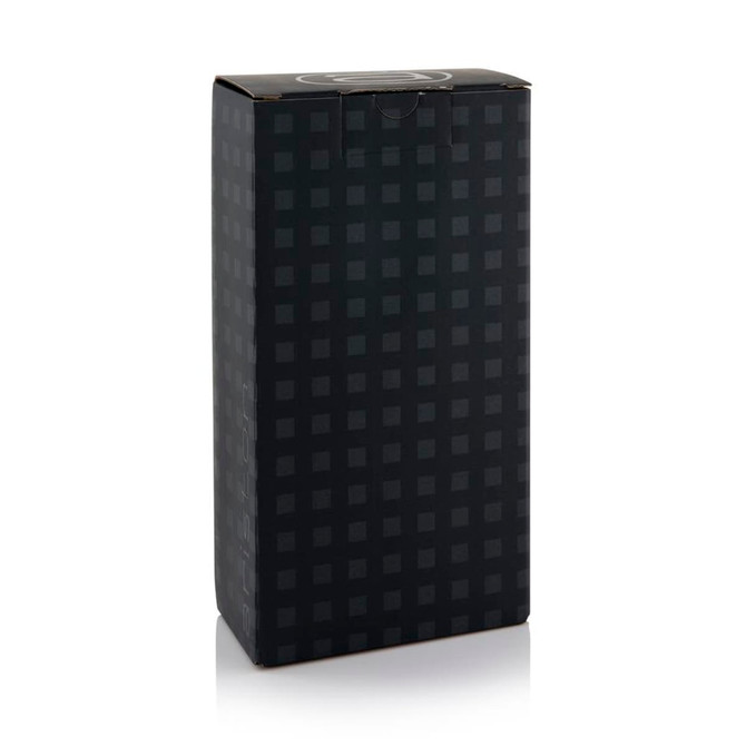 A black box with a checkered pattern, designed for packaging the Ariston Champagne Twin Pack. It has a flip-top closure.