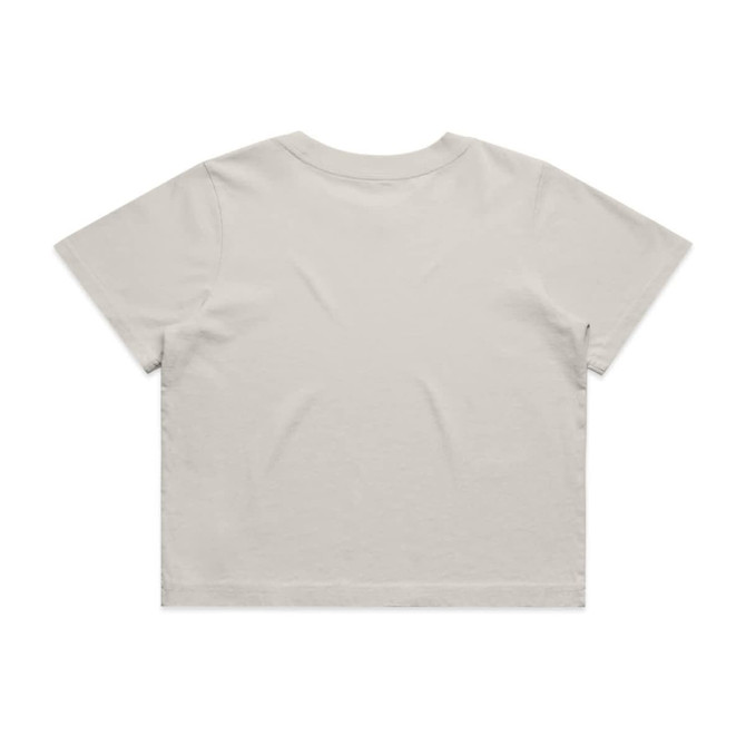 A heavy faded crop tee in a light beige colour, featuring a plain back. The shirt has a relaxed fit.