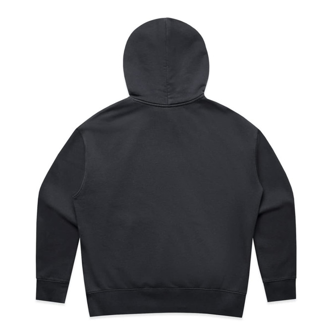 A black hoodie featuring a relaxed fit and a spacious hood, with no visible branding.