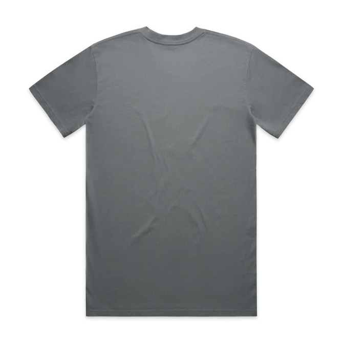 A grey classic tee featuring a plain back. The shirt has a smooth texture and a standard fit.