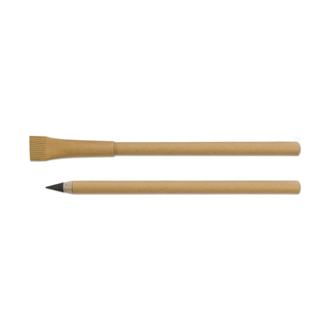 A beige inkless pen and stylus, featuring a simple design and a logo on the barrel.