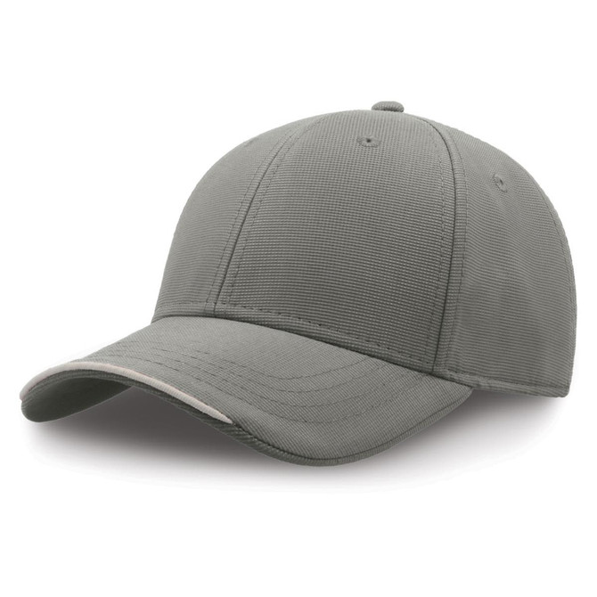 A green cap made from recycled polyester, featuring a rounded crown and a curved brim. It has a logo.