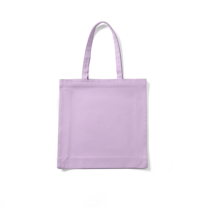 A lavender tote bag with two handles and no visible logos or branding.