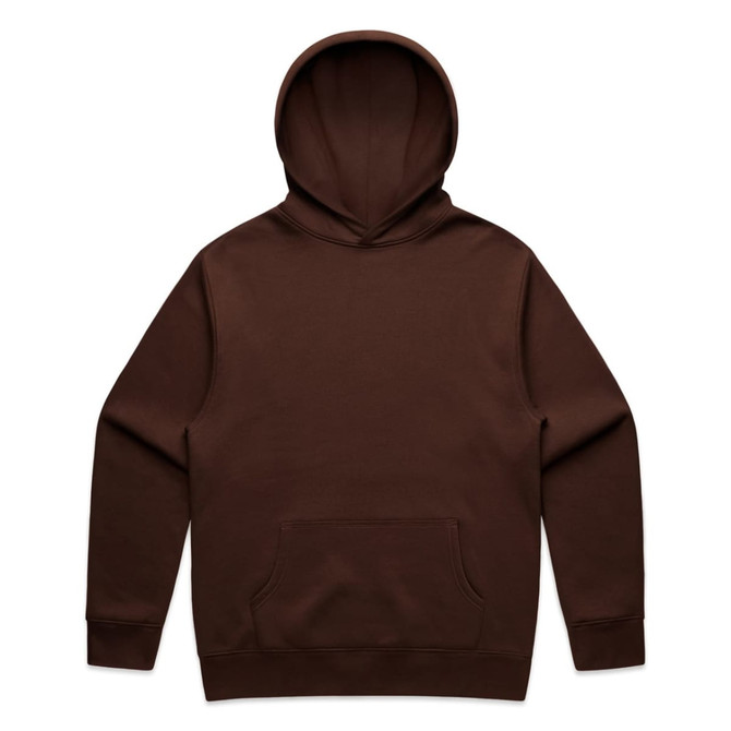 A brown hoodie featuring a hood and a front pocket, with a simple design and no visible branding.