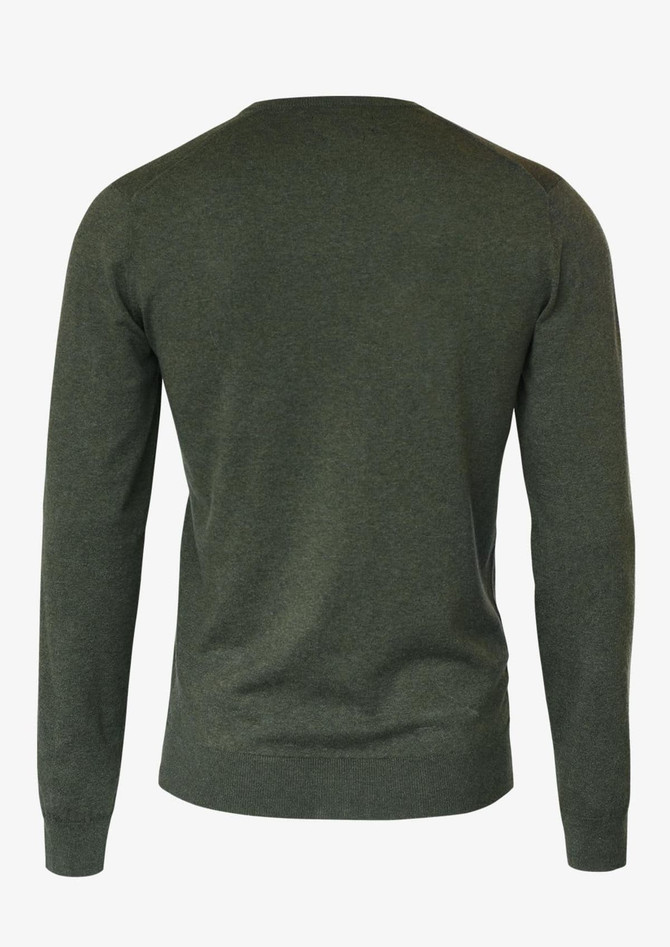 A green Brighton V-Neck men's knitwear jumper featuring a classic back design and long sleeves.