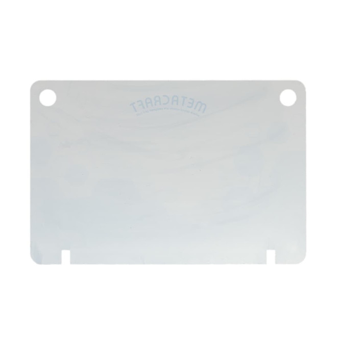 A transparent card with rounded corners and two holes at the top, designed for office use. A transparent card with rounded corners and two holes at the top, designed for office use.