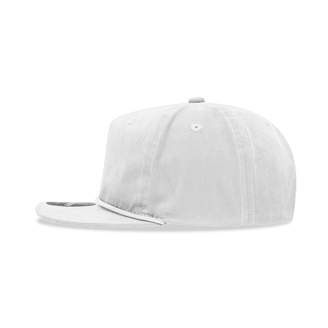 A light grey high profile relaxed rope hat with a branded logo on the side.