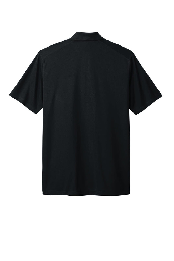 A black Nike Dri-FIT Micro Pique 2.0 Pocket Polo featuring short sleeves and a collar. The shirt has a logo.