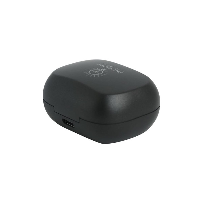 A black charging case for ANC Wireless Earbuds with a logo and a USB-C port.