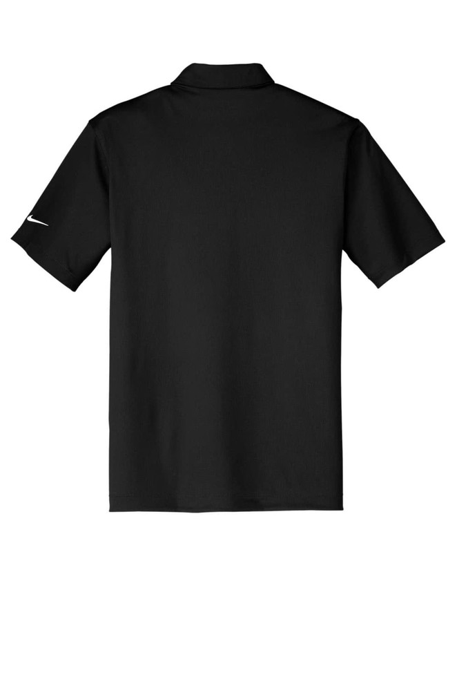 A black Nike Dri-FIT Vertical Mesh Polo shirt featuring a logo on the sleeve.