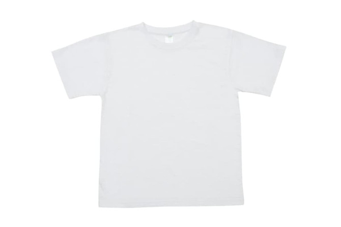 A white bamboo cotton T-shirt featuring short sleeves and a crew neckline, with a small label inside. A white bamboo cotton T-shirt featuring short sleeves and a crew neckline, with a small label inside.