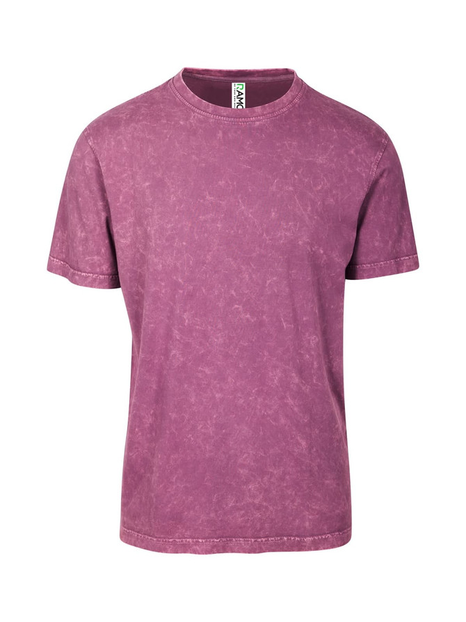 A kid's stone wash t-shirt in a soft mauve shade, featuring a casual crew neck and short sleeves.